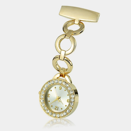  Ladies Crystal Nurse Doctor Paramedic Tunic Brooch Quartz FOB Pocket Watch-NS2106B