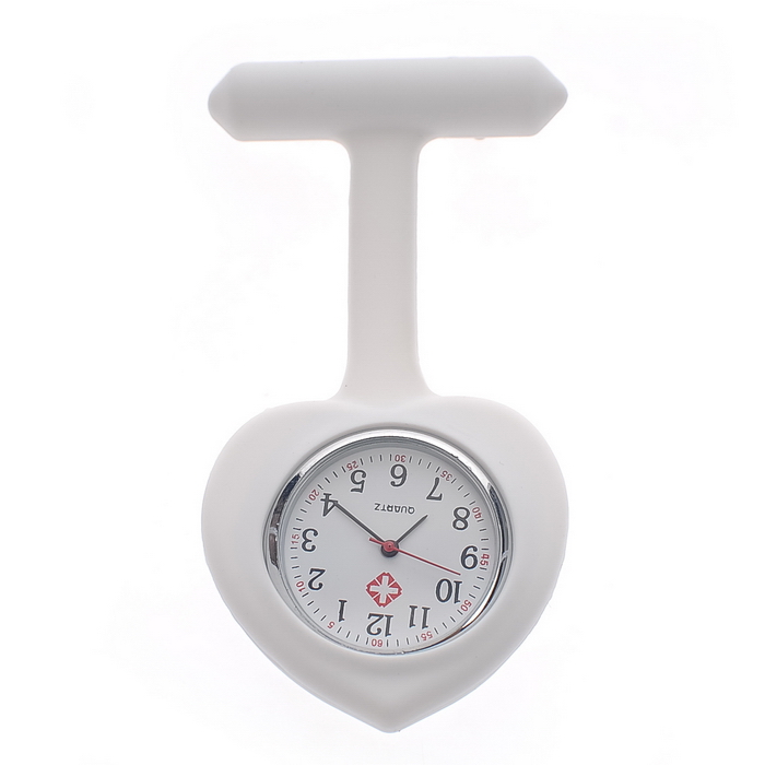 heartshaped silicone nurse fob watch NS1009- White