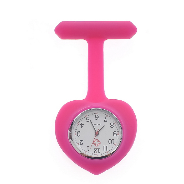 heartshaped silicone nurse fob watch NS1009-Fuschia