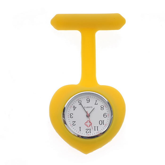 heartshaped silicone nurse fob watch NS1009-Yellow