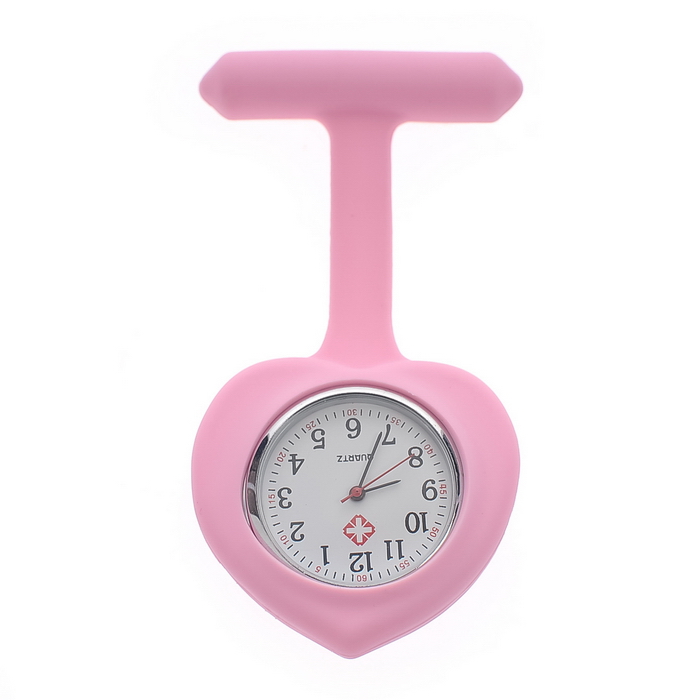 heartshaped silicone nurse fob watch NS1009-Pink