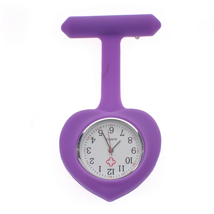 heartshaped silicone nurse fob watch NS1009-Purple