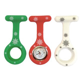 silicone nurse watch with motifis , hydrographics transfer printing -xmas