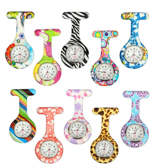 silicone nurse watch with motifis , hydrographics transfer printing -cartoon